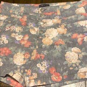 High waisted floral shorts